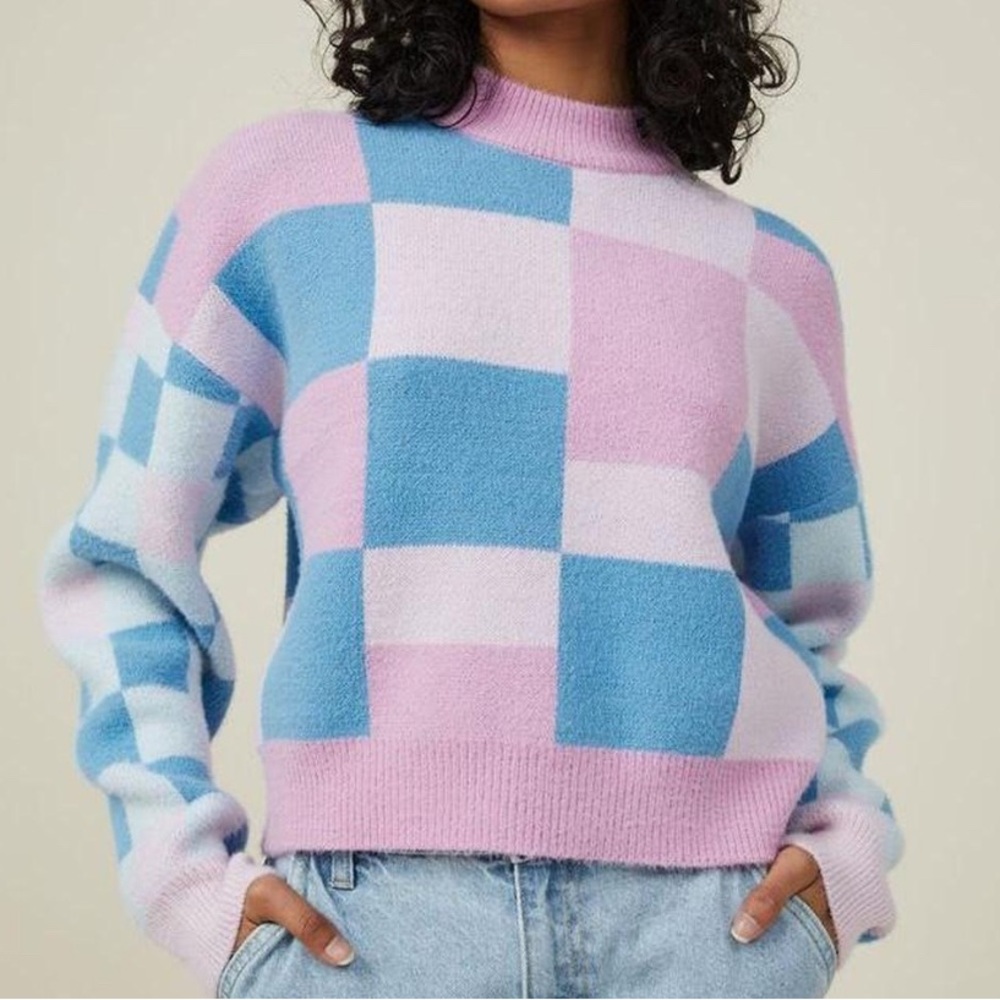 Cotton On Pink and Blue Knit Sweater